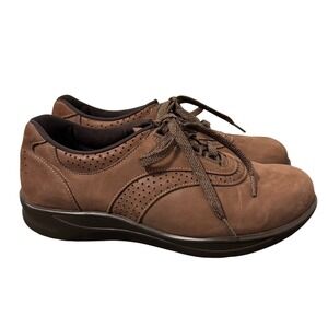 SAS Walk Easy Brown Leather Walking Shoes Womens Sz 9 W Comfort‎ Minimalist USA